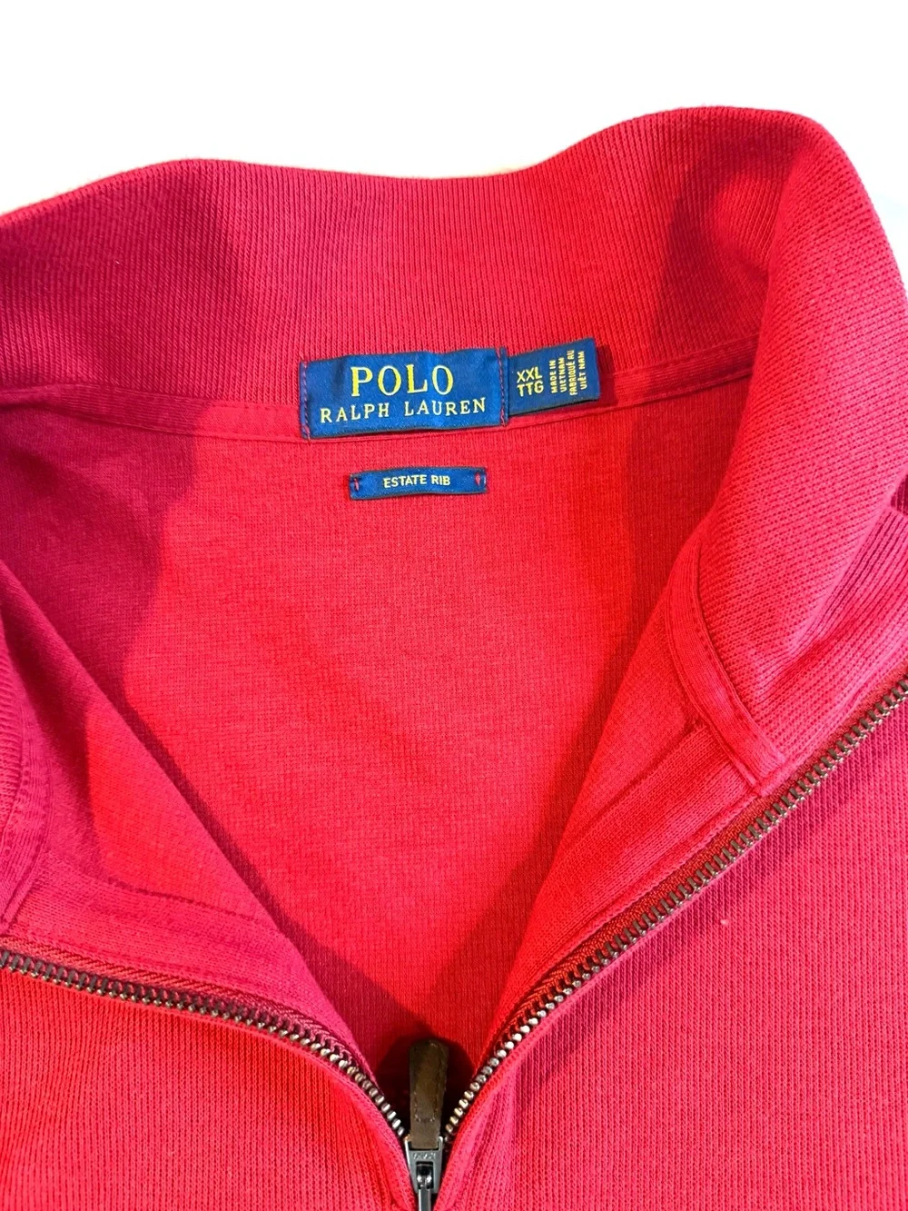 Polo Ralph Lauren Sweater Mens XXL Red Estate Rib 1/4 Zip Mock Neck Pullover